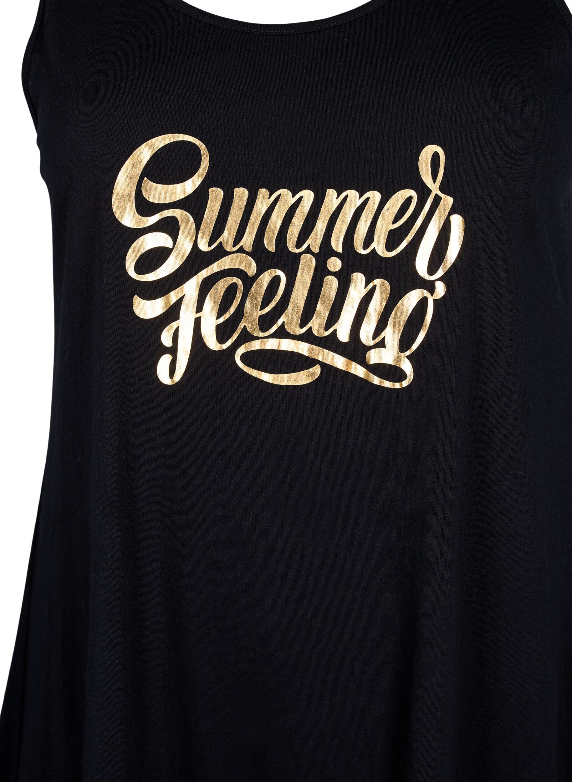 Zizzifashion Sleeveless cotton dress with a-shape, Black W. Summer, Packshot image number 2