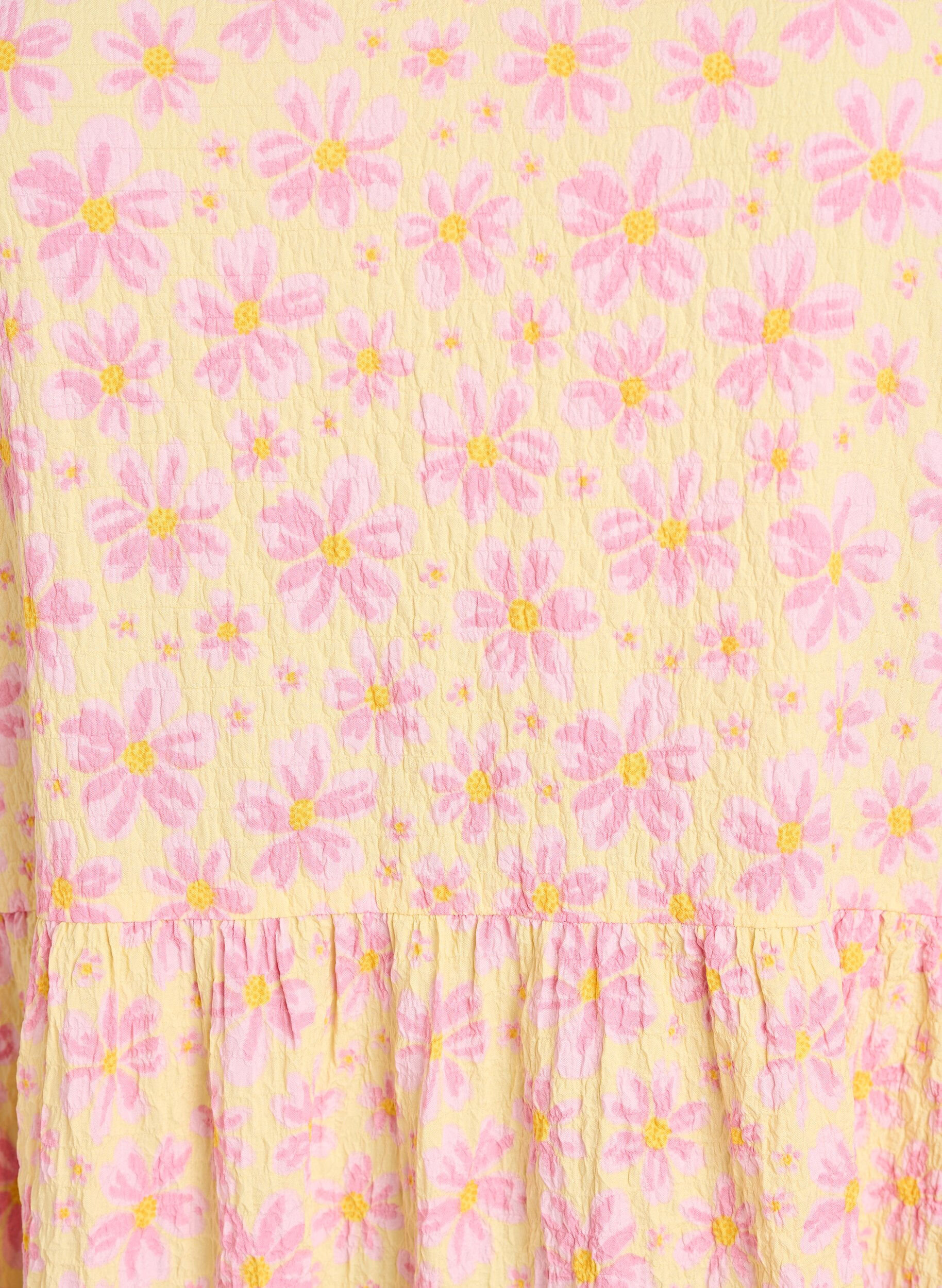 Zizzifashion Ankle-length dress with short sleeves and tiered ruffles, Yellow, Packshot image number 2