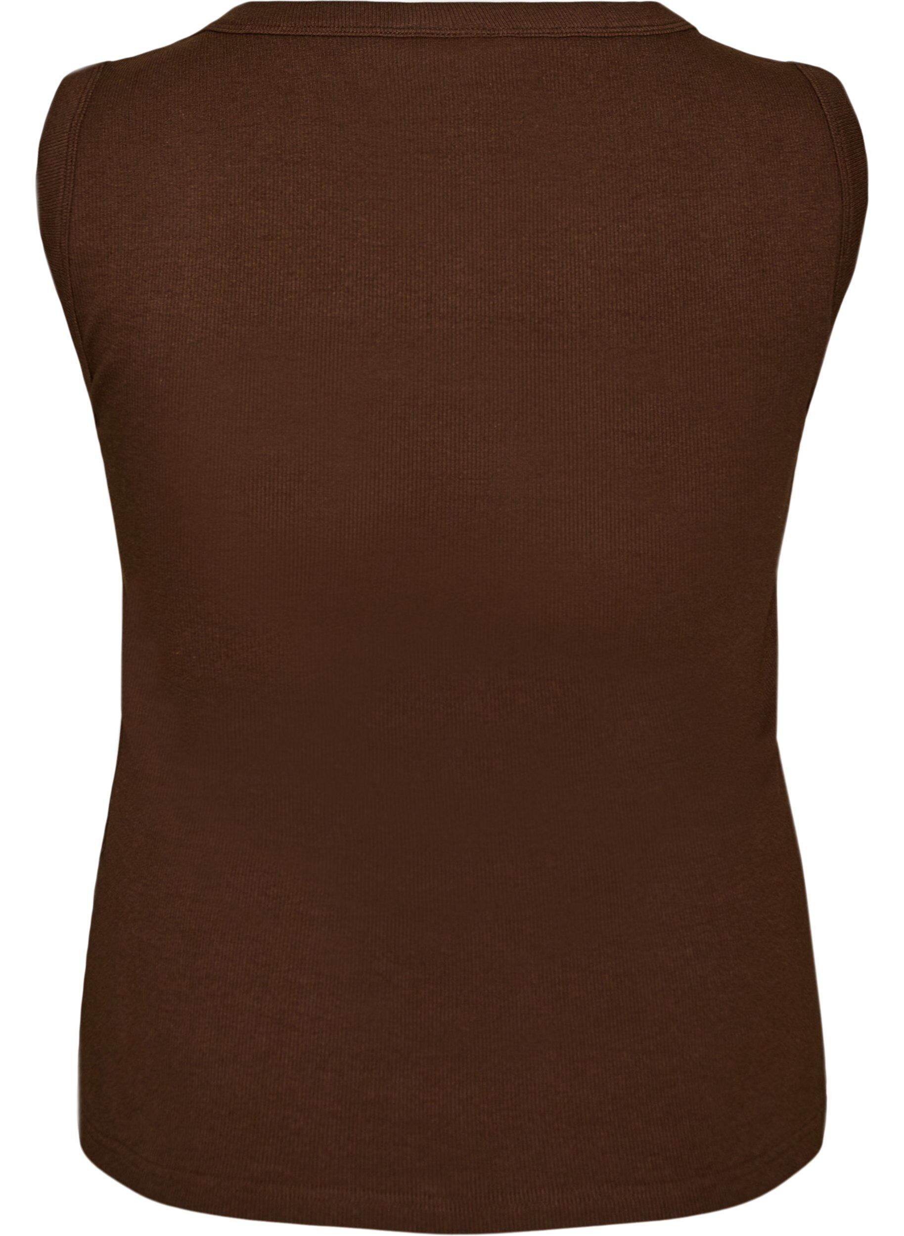 Zizzifashion Rib top with square neckline, Brown, Packshot image number 1