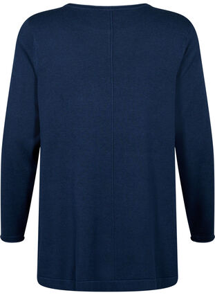 Knitted blouse in cotton-viscose blend, Dress Blues, Packshot image number 1