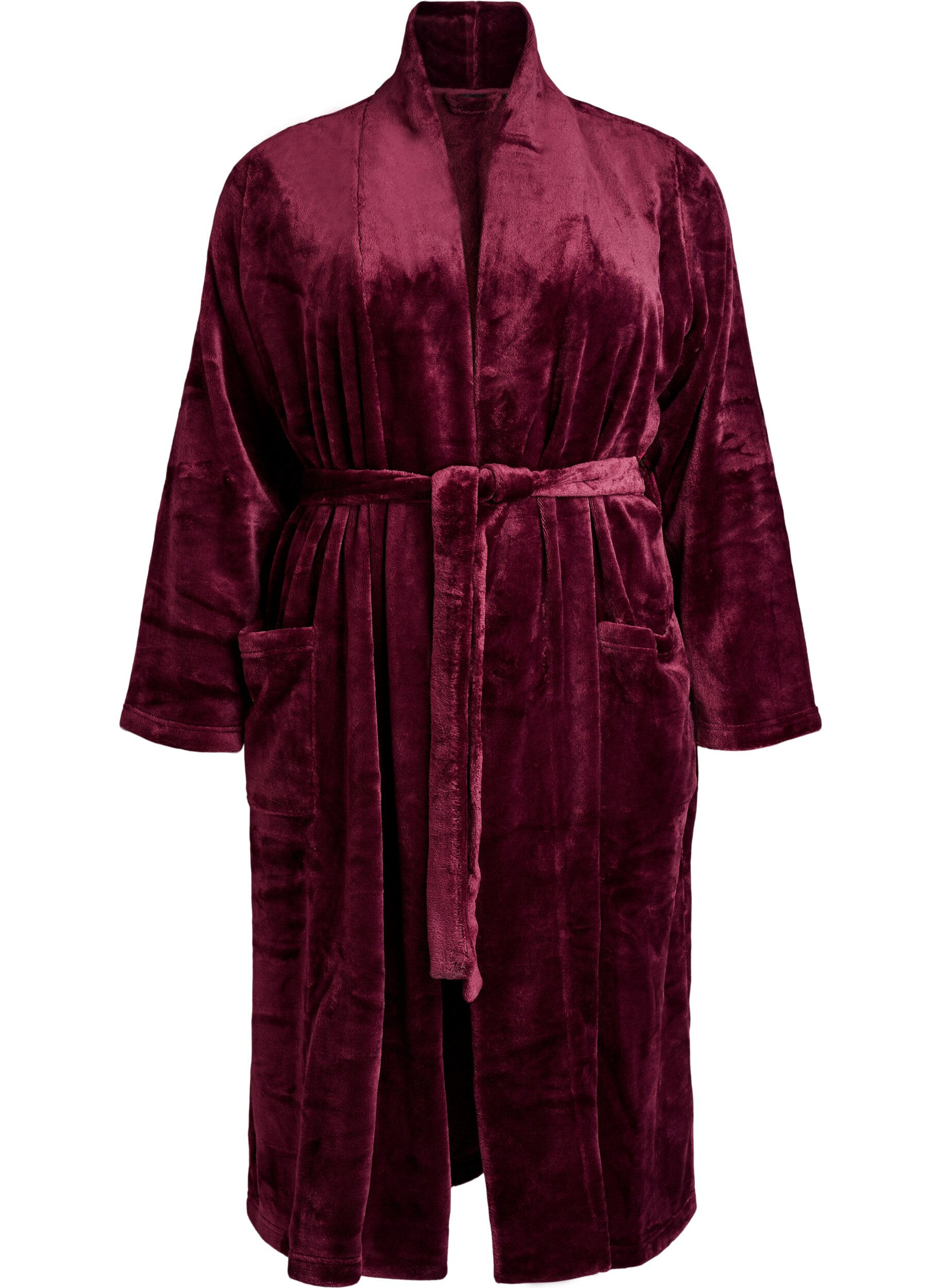 ZizzifashionRobe in soft velour with pockets, Dark Bordeaux, Packshot image number 0