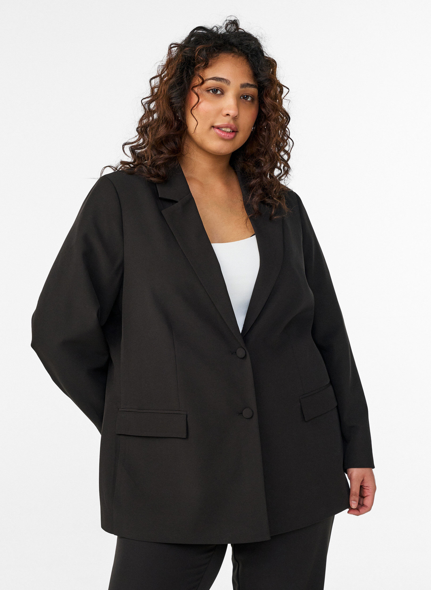 Zizzifashion Classic blazer with button closure, Black, Model image number 0