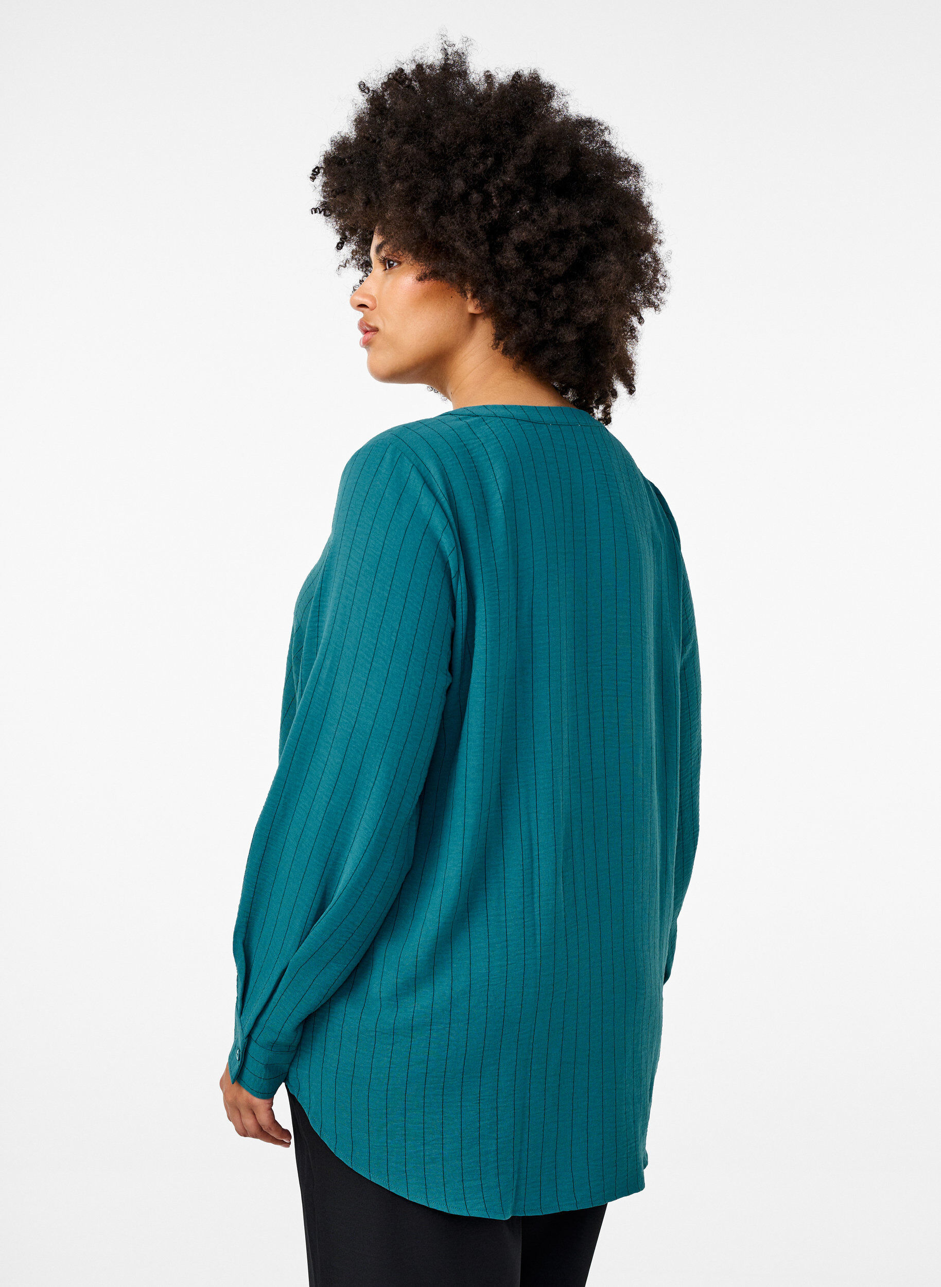 ZizzifashionPinstripe shirt blouse, Green, Model image number 2