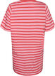 Long oversized striped T-shirt in organic cotton, Pink, Packshot image number 1
