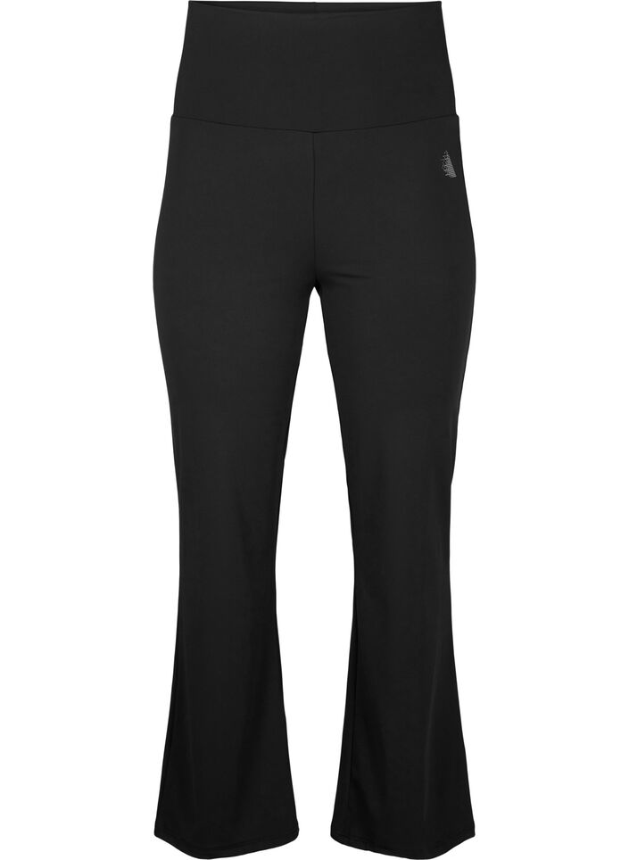 Flared training pants with a high waist, Black, Packshot image number 0