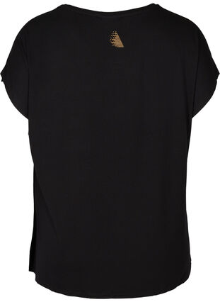 Sports t-shirt with print on the chest, Black, Packshot image number 1