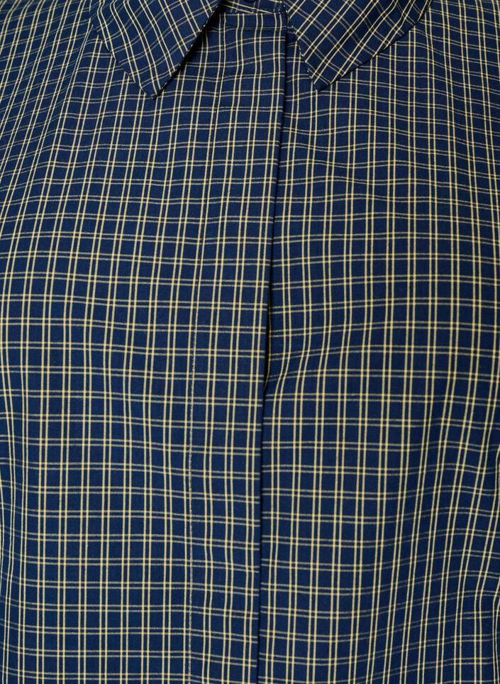Cotton shirt with a checked pattern and concealed button fastening, Blue, Packshot image number 2