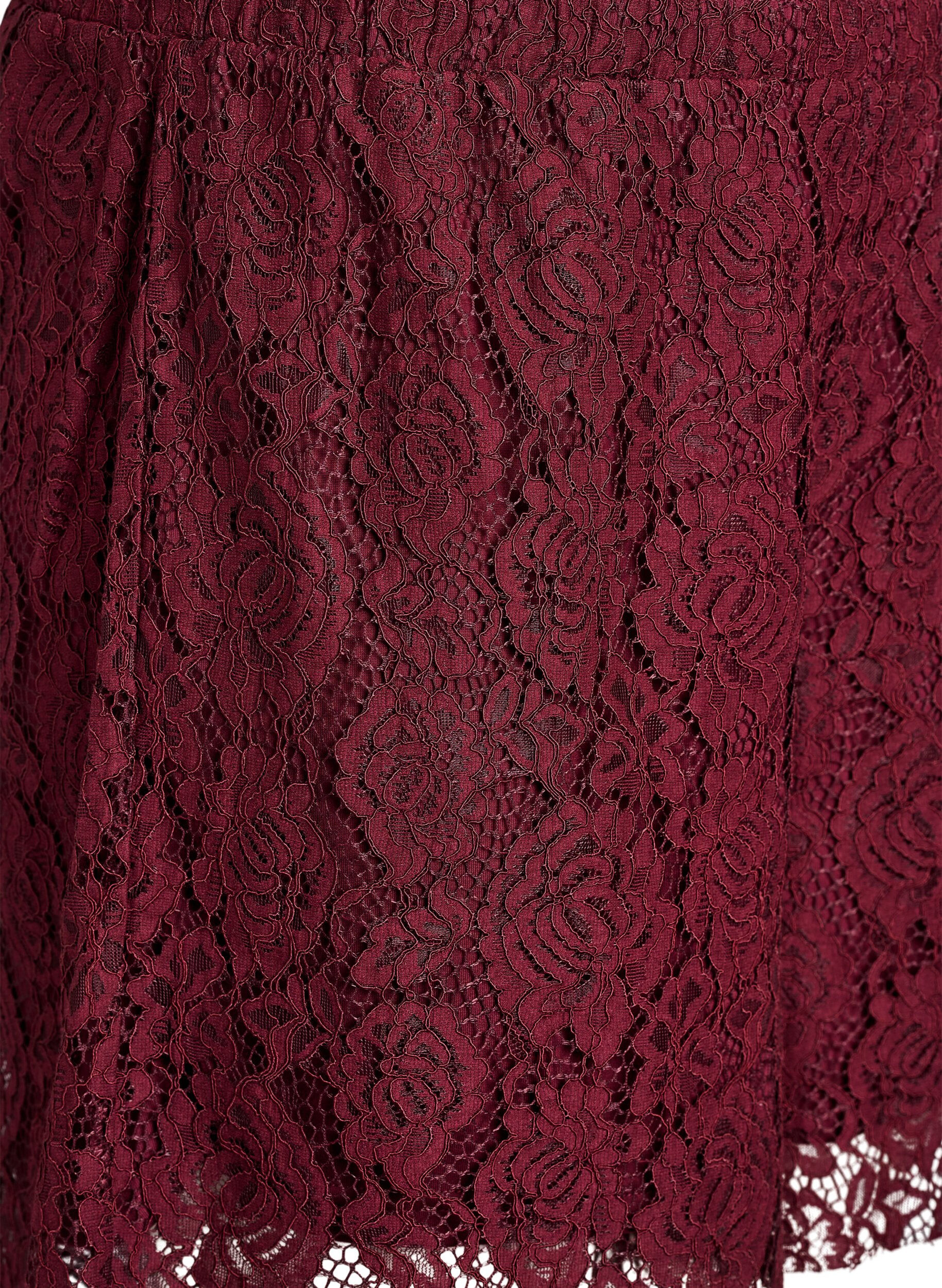 Zizzifashion Loose lace shorts, Dark Bordeaux, Packshot image number 2