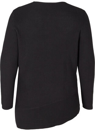 Knitted blouse with an asymmetric hem, Black, Packshot image number 1