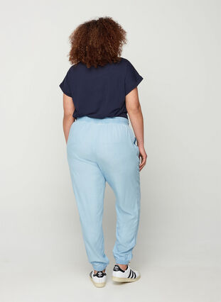Loose trousers in lyocell, Light blue denim, Model image number 1