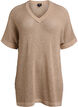 FLASH - Short-sleeved knitted blouse with v-neck, Beige, Packshot image number 0
