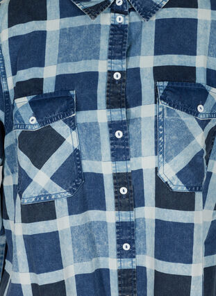 Checked cotton shirt with chest pockets, Blue/Black Check, Packshot image number 2