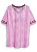 Striped lace blouse with statement print, Rose, Packshot image number 1