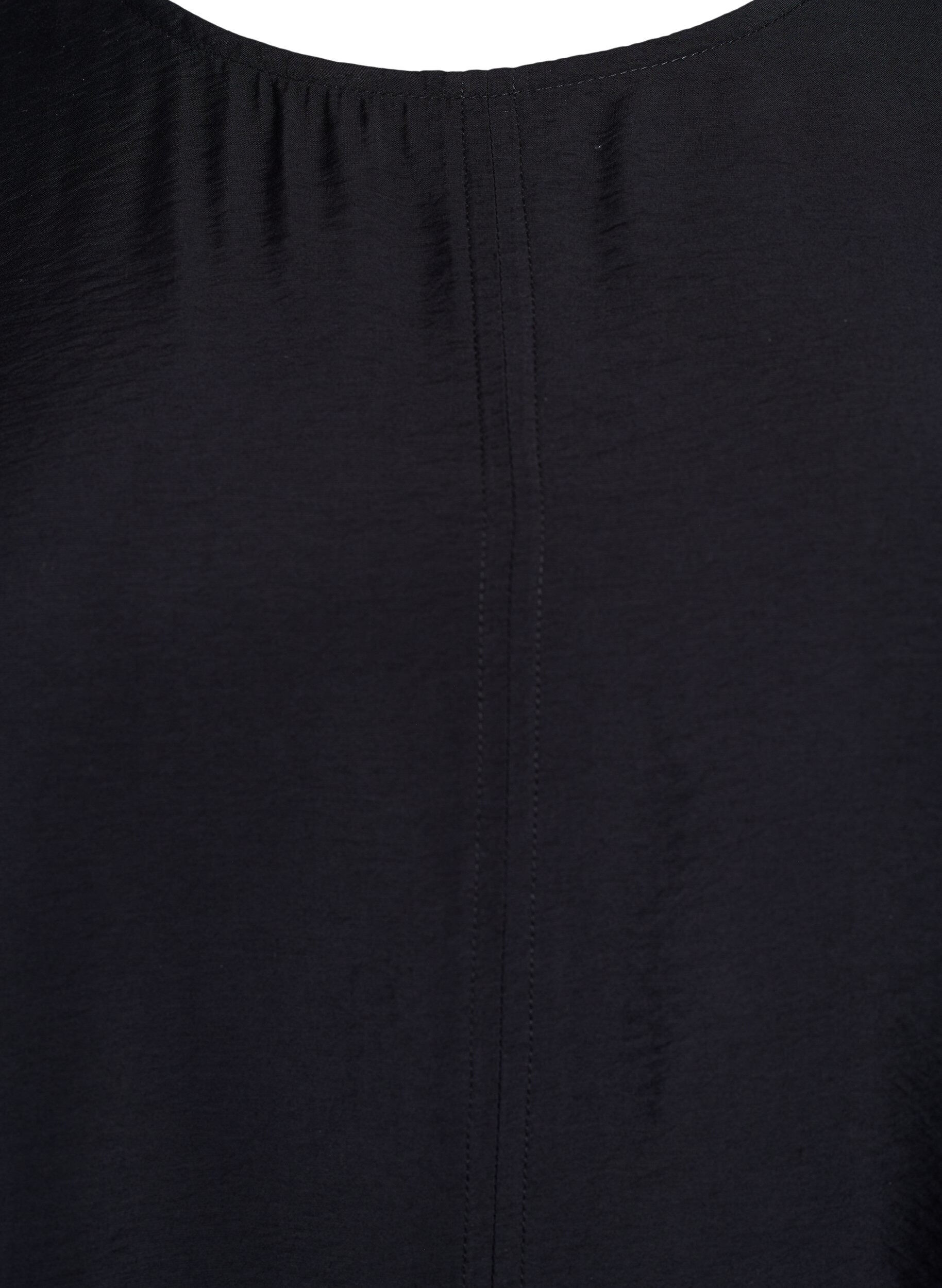 Zizzifashion A-line viscose dress with short sleeves, Black, Packshot image number 2