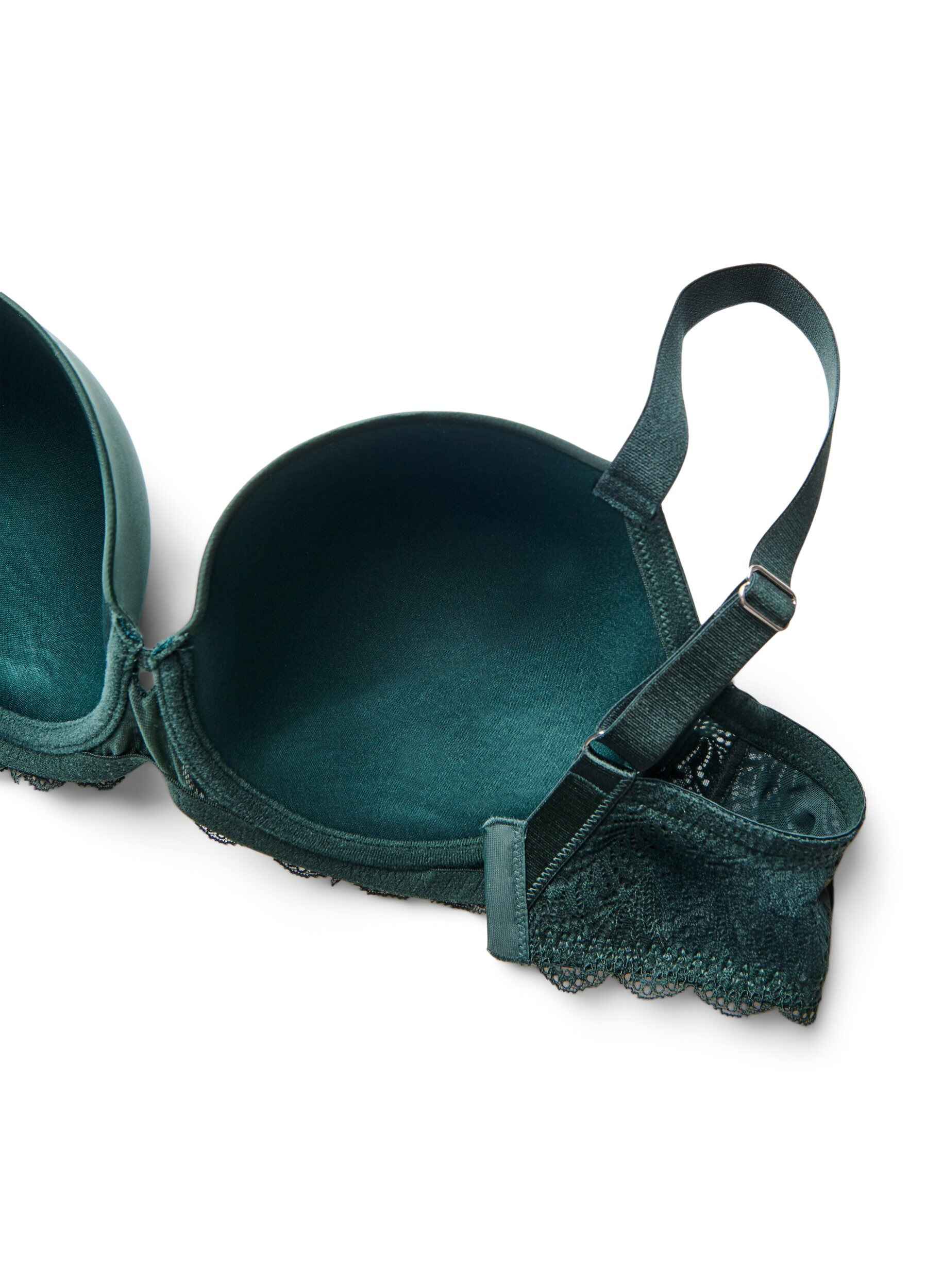 Zizzifashion Bra with moulded cups and lace, Green, Packshot image number 3