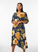 Midi dress with floral print and 3/4 sleeves, Blue, Model image number 0