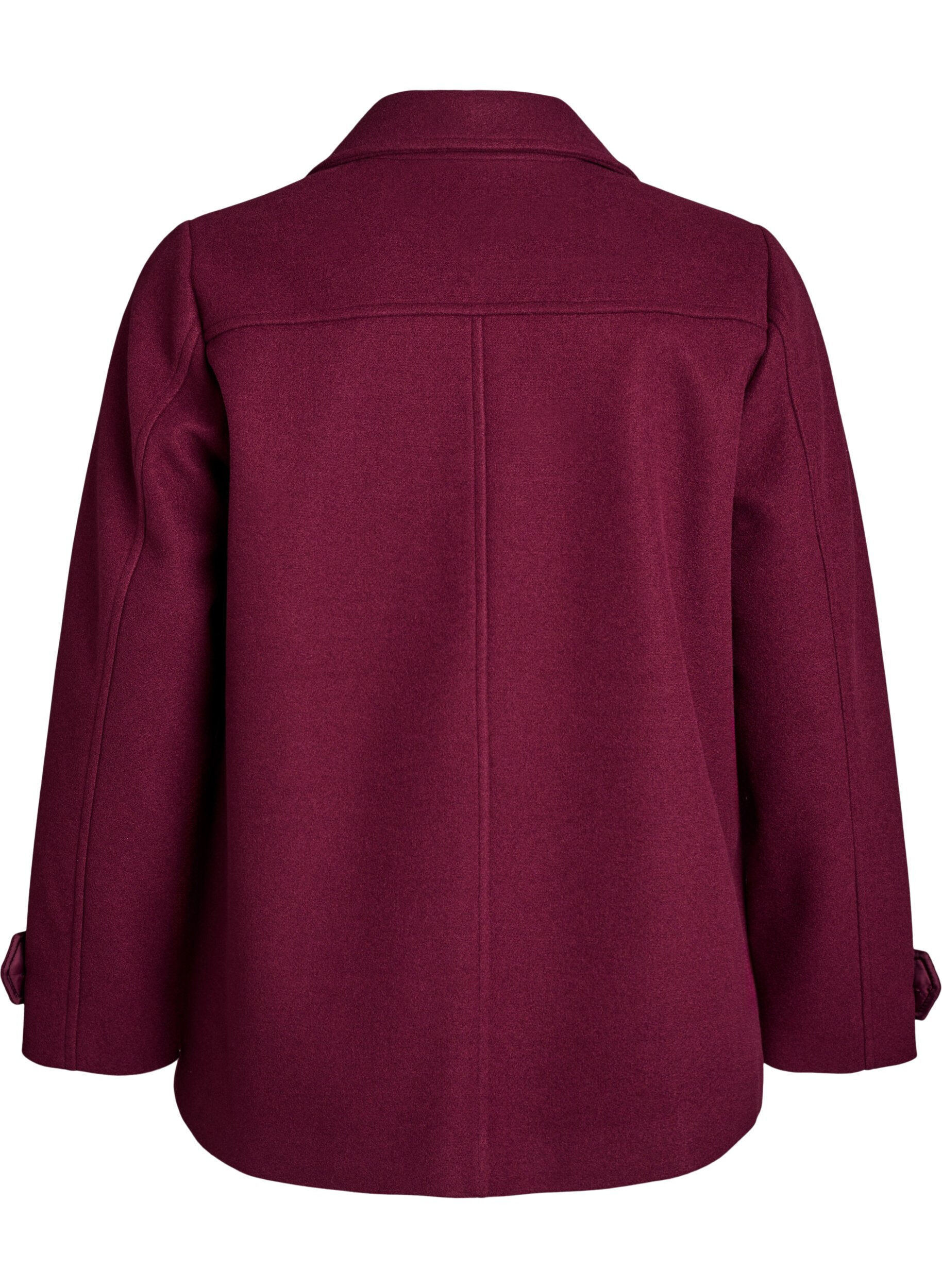 Zizzifashion Short coat with double-breasted button closure, Dark Bordeaux, Packshot image number 1