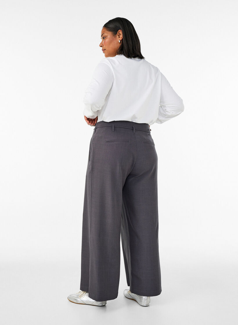 Tailored trousers with creases and a tie-belt, Dark Grey, Model image number 1
