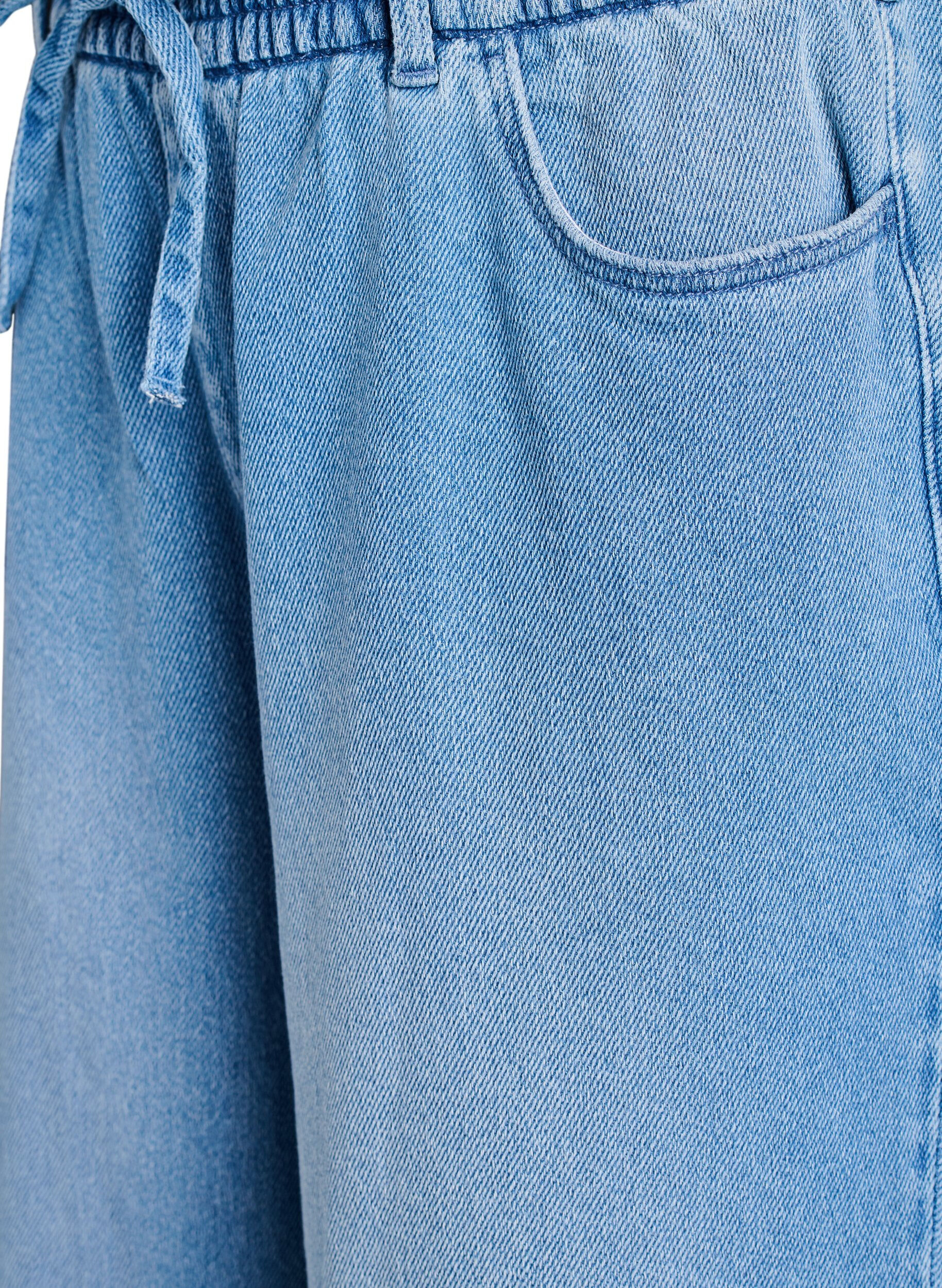 ZizzifashionLoose-fit jeans with an elasticated waistband and a drawstring, Light Blue, Packshot image number 2