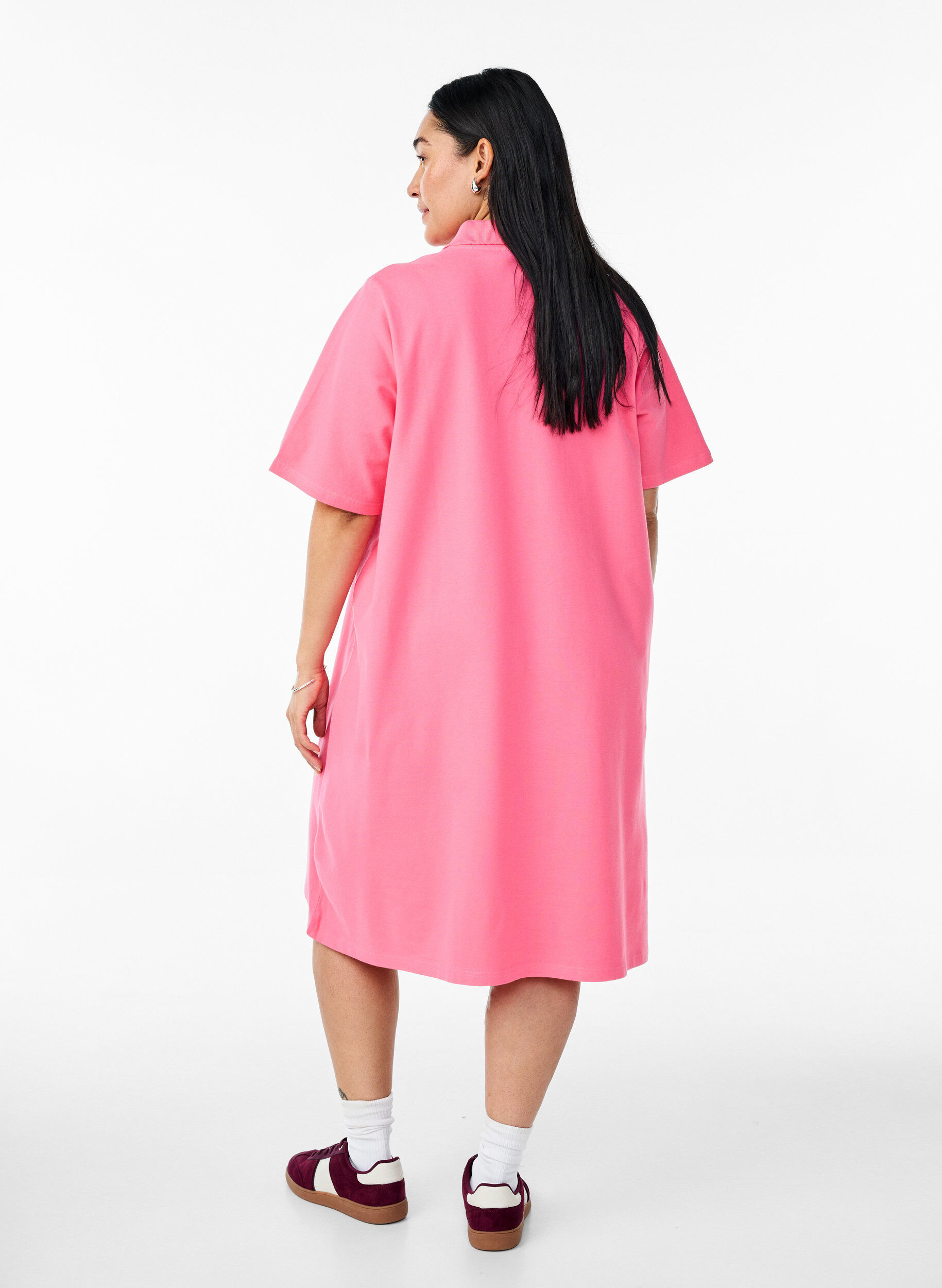 Zizzifashion Short A-line polo dress, Pink, Model image number 2