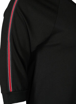 3/4 sleeve dress with track stripe, Black, Packshot image number 3