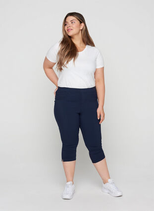 Close-fitting cropped trousers, Navy, Model image number 0