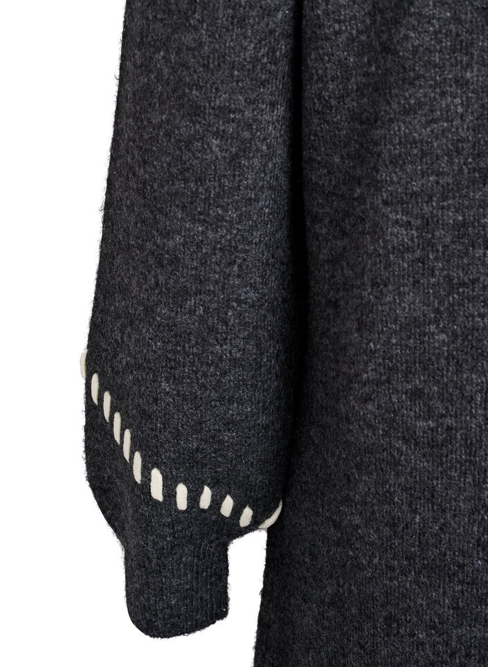 Knitted dress with contrast stitching, Dark Grey, Packshot image number 3