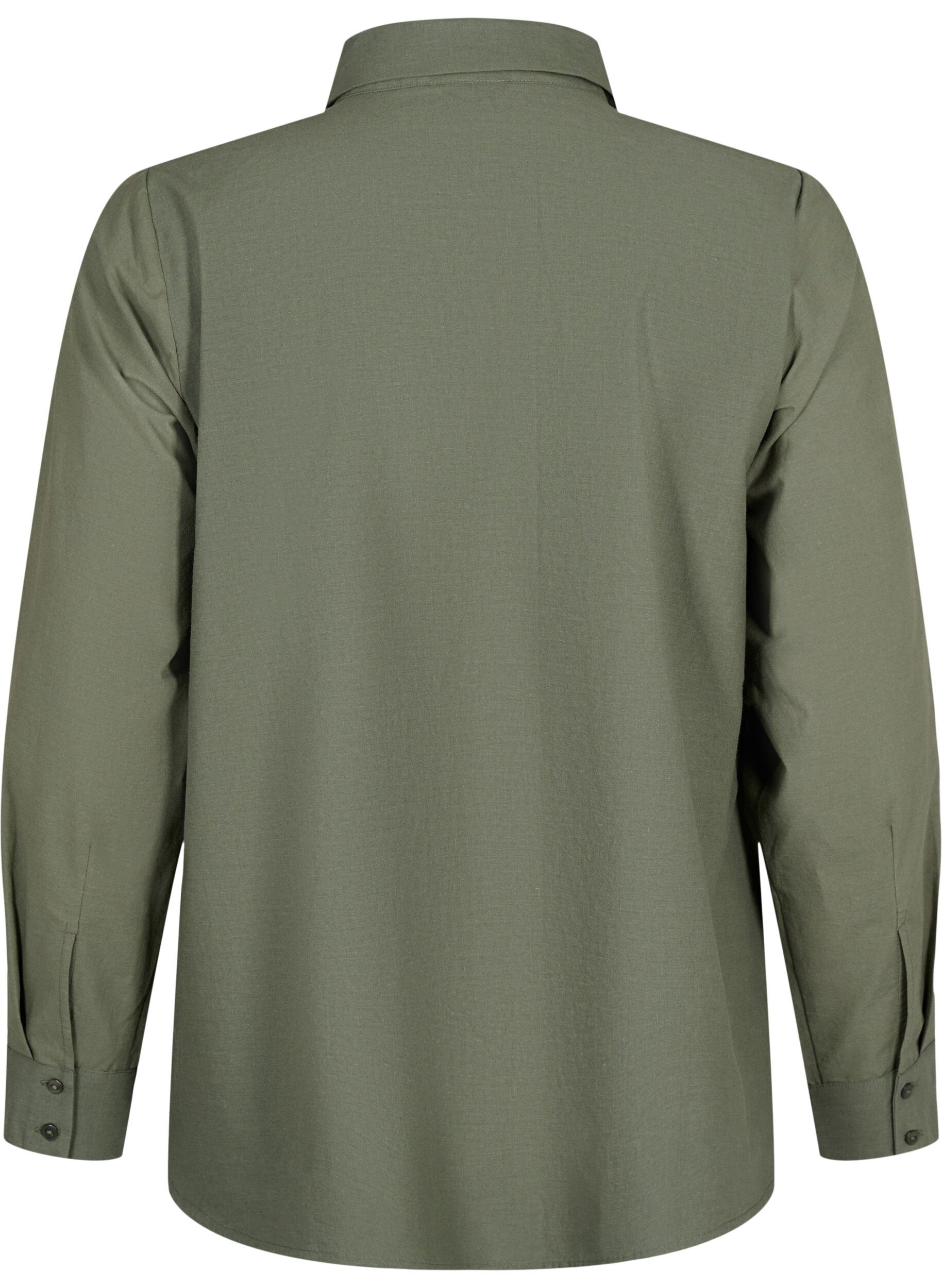 Zizzifashion Cotton shirt with broderie anglaise, Thyme, Packshot image number 1