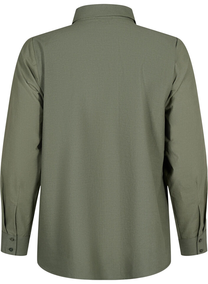 Cotton shirt with broderie anglaise, Thyme, Packshot image number 1