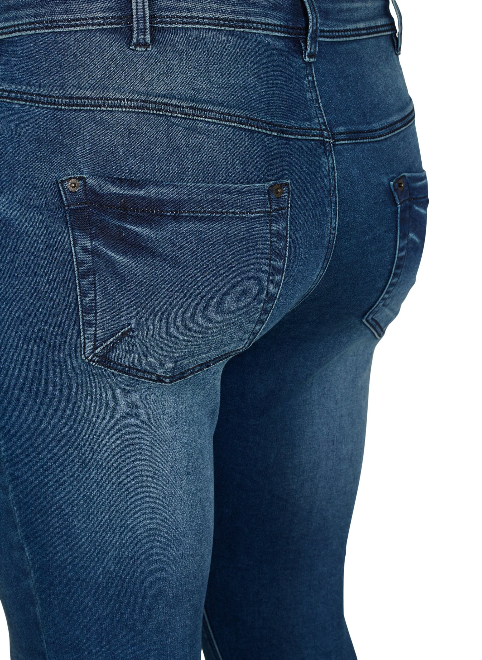 Zizzifashion Cropped Amy jeans with zipper detail, Blue, Packshot image number 3