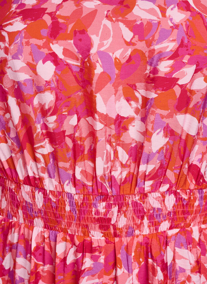 Midi dress with colourful leaf pattern, Pink, Packshot image number 2