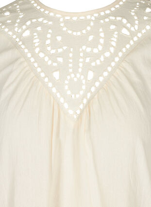 Tunic with broderie anglaise and 3/4 sleeves, Mother Of Pearl, Packshot image number 2