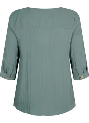 Viscose blouse with buttons and v-neck, Balsam Green, Packshot image number 1