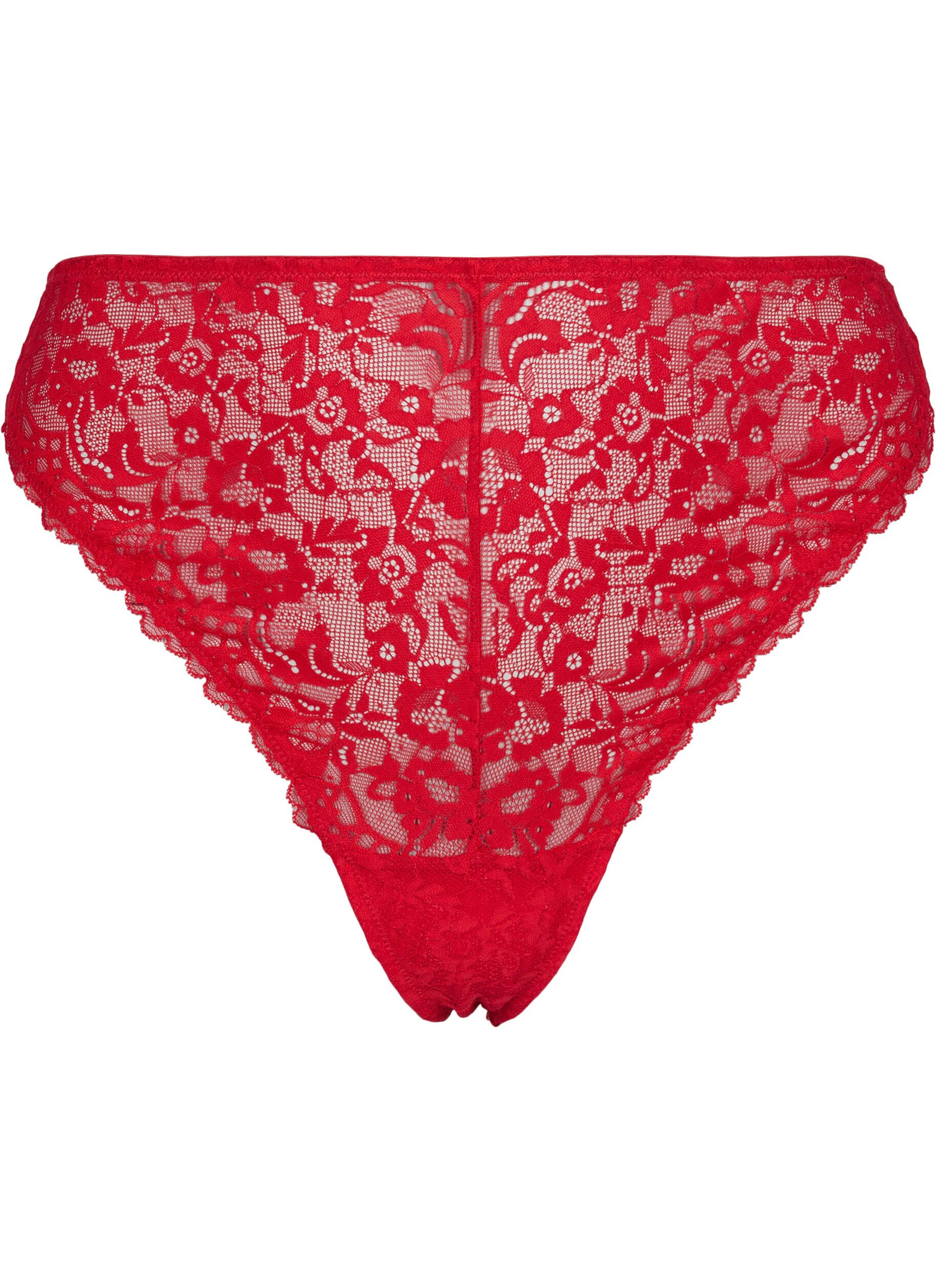Zizzifashion Lace G-string with regular waist, Red Ass., Packshot image number 0