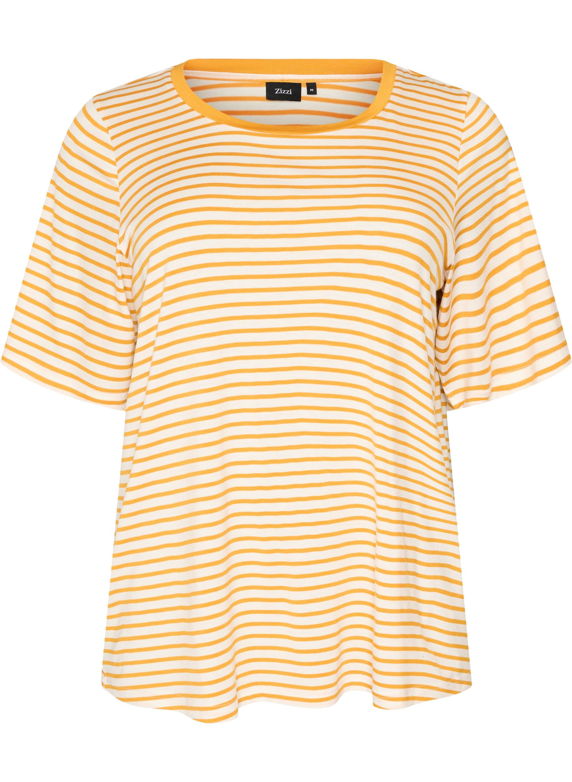 Zizzifashion T-shirt with TENCEL&trade; Lyocell and stripes, Yellow, Packshot image number 0