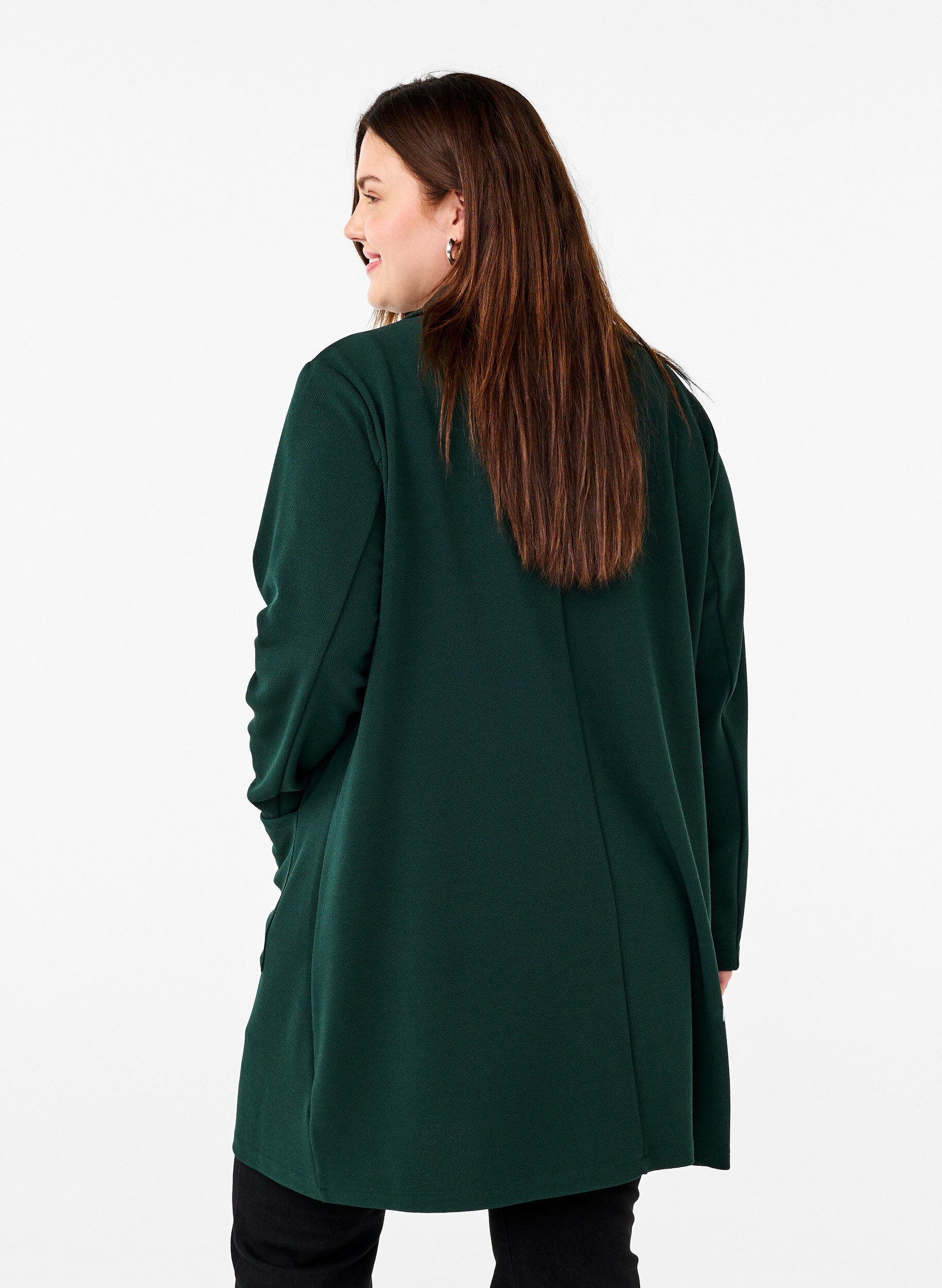 ZizzifashionLong blazer with pockets, Green, Model image number 2