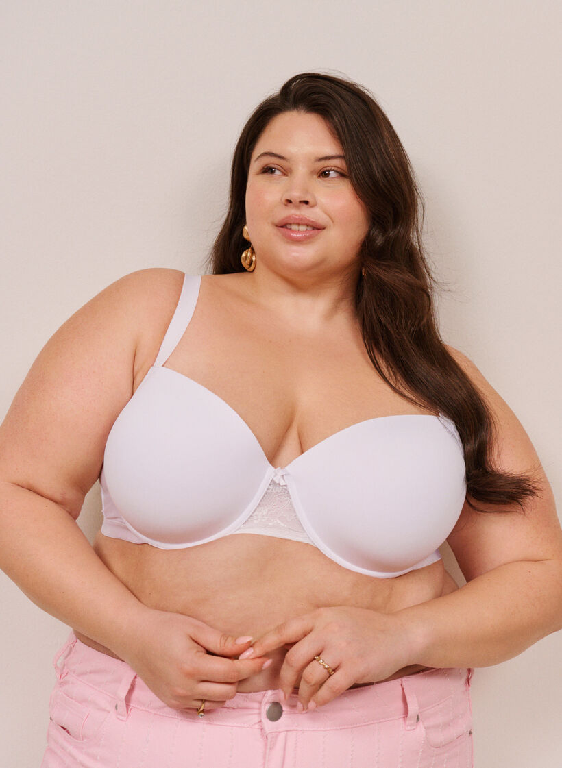 Moulded bra with mesh, White, Image image number 0