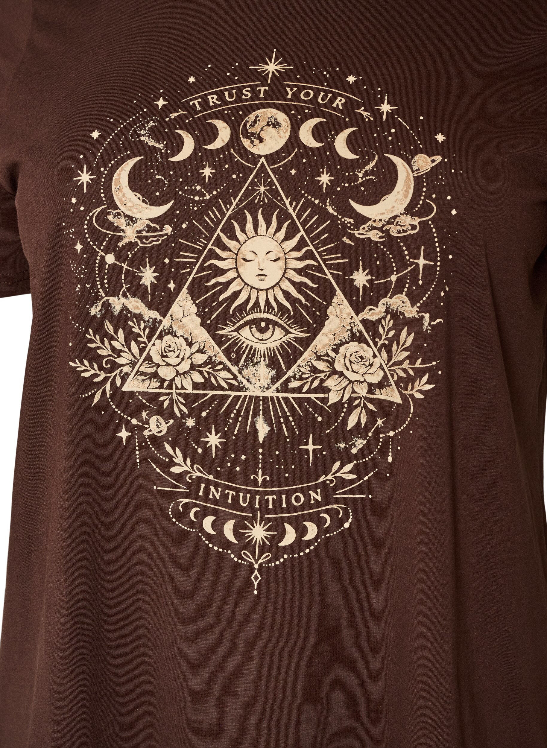 ZizzifashionCotton T-shirt with front print, Brown, Packshot image number 2
