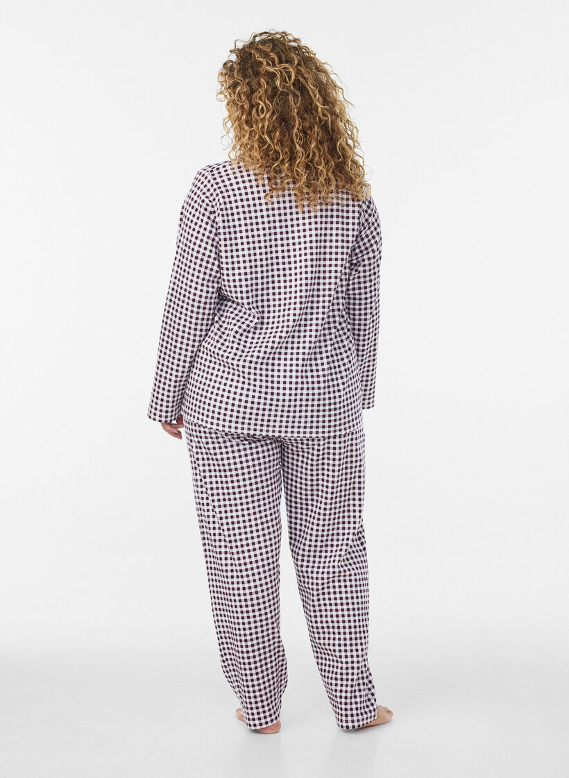 Cotton pyjama shirt with chest pocket, Red, Model image number 2