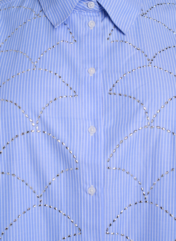 Shirt with stripes and studs, Blue, Packshot