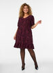 Dress with floral texture and ruffle hem, Red, Model image number 1