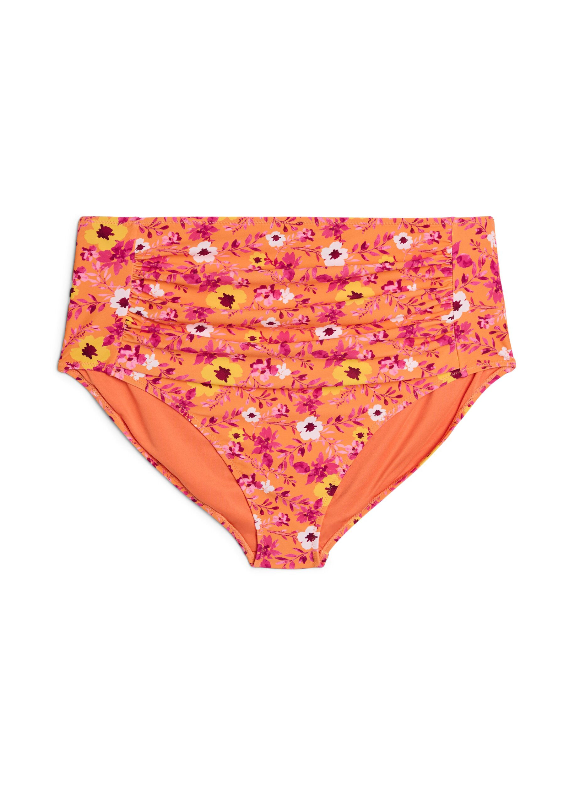 High-waisted bikini bottoms with pattern