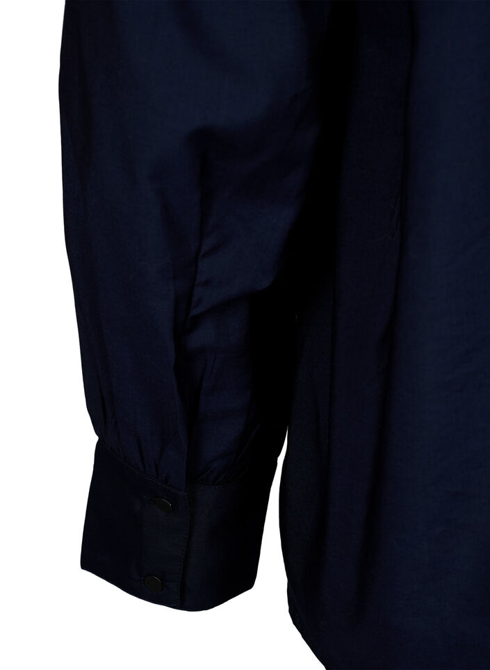 Viscose shirt blouse with ruffles, Sky Captain, Packshot image number 3