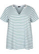 Cotton t-shirt with stripes and v-neck, B.White/SeaP.Stripes, Packshot image number 0