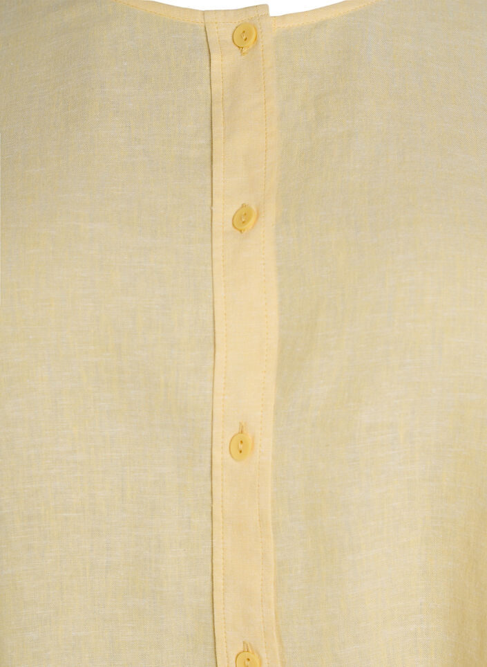 Shirt blouse in linen and viscose with 3/4-sleeves, Yellow, Packshot image number 2