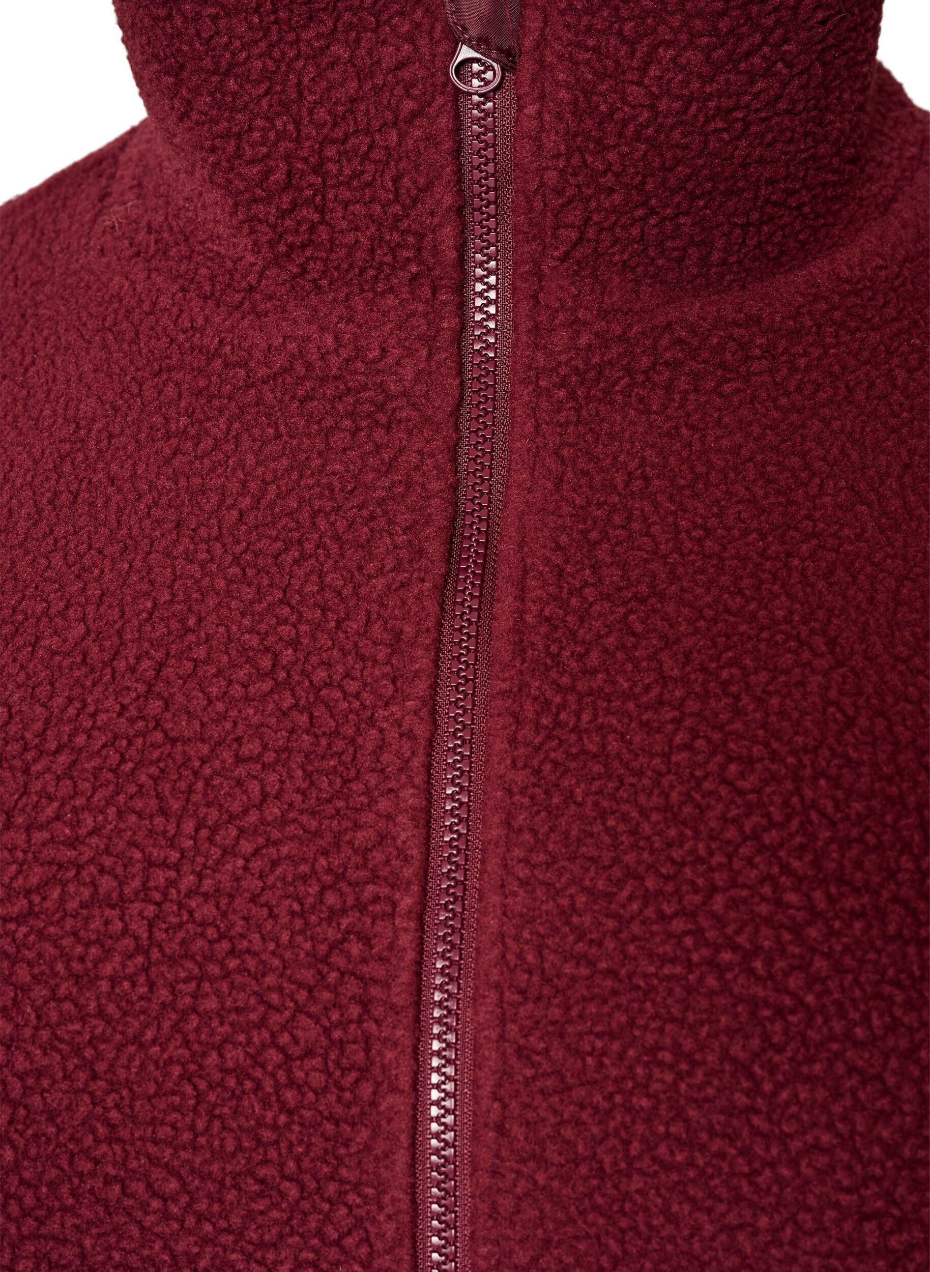 ZizzifashionTeddy jacket with eyelet embroidery trim and high collar, Red, Packshot image number 2