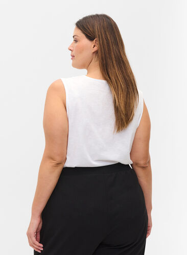 Cotton top with lace details, Bright White, Model image number 1