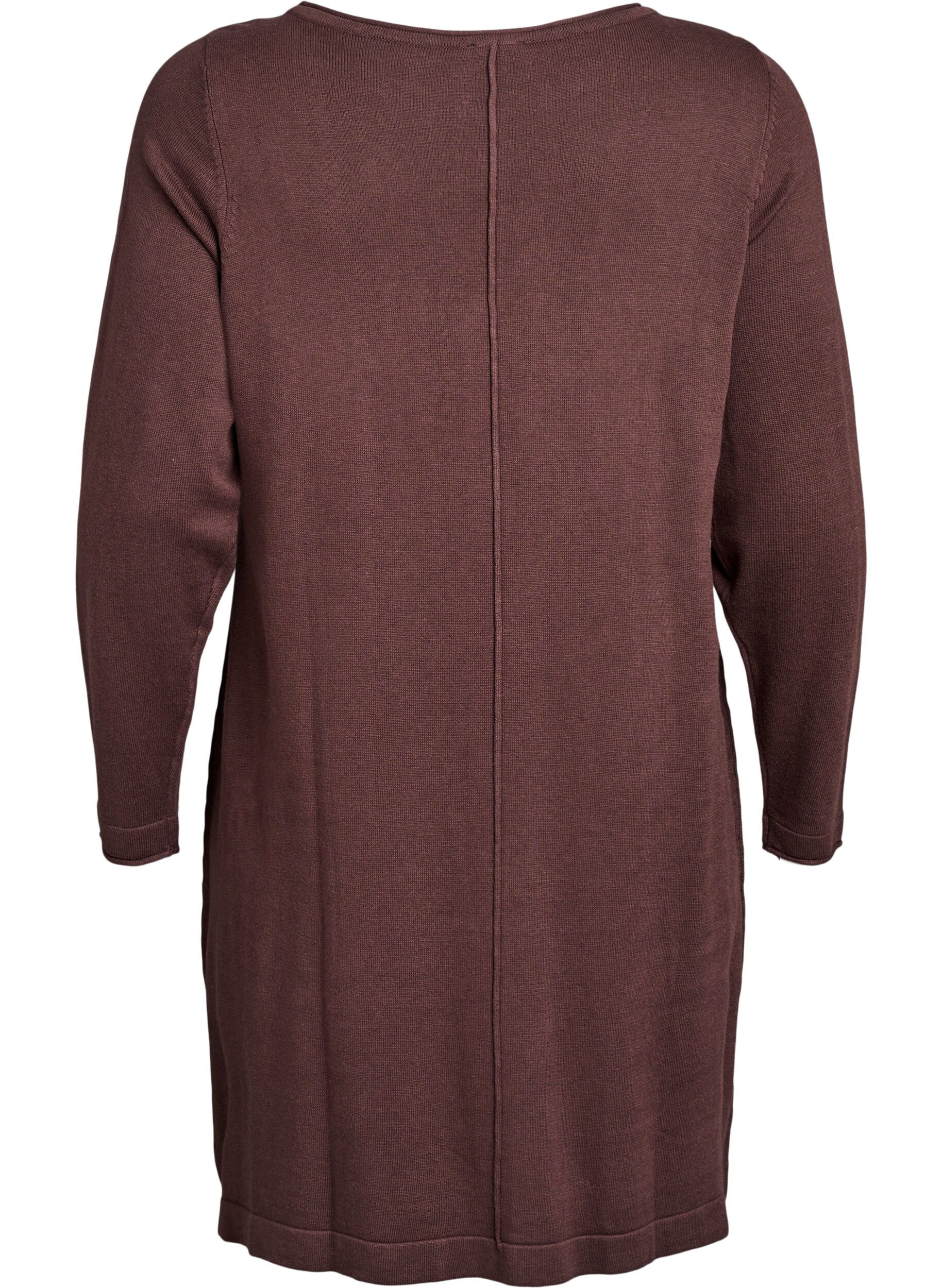 ZizzifashionKnitted dress in cotton-viscose blend, Brown, Packshot image number 1
