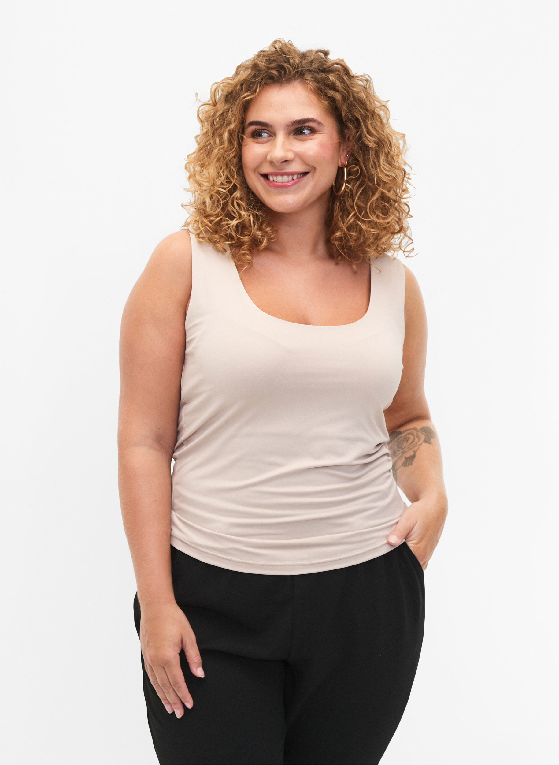 Zizzifashion Stretchy reversible top, Silver Gray, Model image number 0