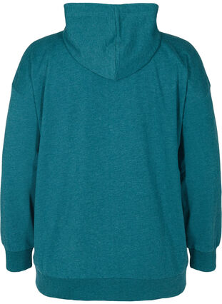 Sweater cardigan with a zip and hood, Deep Teal, Packshot image number 1